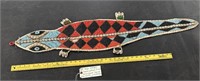 Huge 3.5 ft antique tribal hand beaded lizard