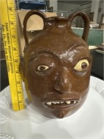RARE 9" Charlie West pottery face jug signed