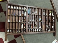 Antique Hamilton printers tray + 80 miniatures