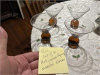 4 Hollywood Regency martini glasses