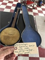 Antique primitive banjo + case Appalacian maybe