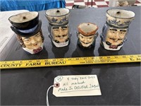 4 Toby face jugs Made in Occupied Japan