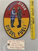 1954 Mason-Dixon diesel fuel porcelain metal sign