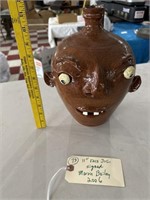 11" Face jug signed artisan potter Marvin Bailey