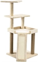 Cat Tower w Scratch Post & Ramp,25x22x26In,Beige