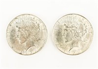 Coin Two 1927 Peace Dollars-VF