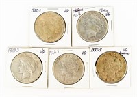 Coin 1922-S, 1923-S(2)+'26S+'35S Peace $$ (5) VG