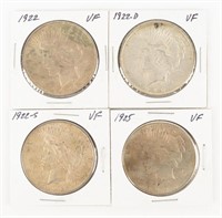 Coin 1922-PDS+1925 Peace Dollars(4) VF