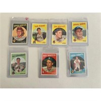 (7) 1959 Topps Baseball Crease Free Cards