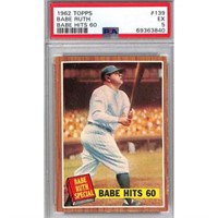 1962 Topps Babe Ruth Psa 5