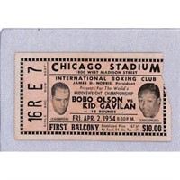 1954 Boxing Ticket Bobo Olson Vs, Kid Gavilan