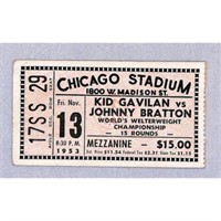 1953 Boxing Ticket Brattonvs Kid Gavilan