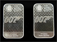 Coin Two .999 Silver Bars 007 The Royal Mint
