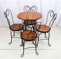 Furniture Wrought Iron Oak Parlor Table 4 Chairs