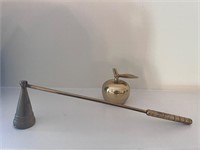Candle snuffer and brass apple bell