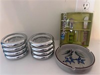 Coasters ashtray and spreaders
