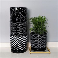 5.5" Black Ceramic Planter Pots READ DESCRIPTION