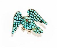 Jewelry Victorian Sterling Turquoise Eagle Brooch