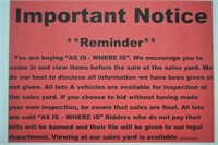 Annual Harvest Consignment Sale  - Important notic