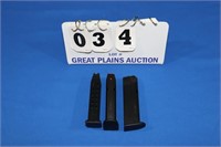 3 Walther 9mm 15-round Magazines