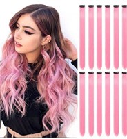 12 PCS Pink Hair Extensions Clip in,