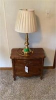 Small Night Stand and Brass Table Lamp