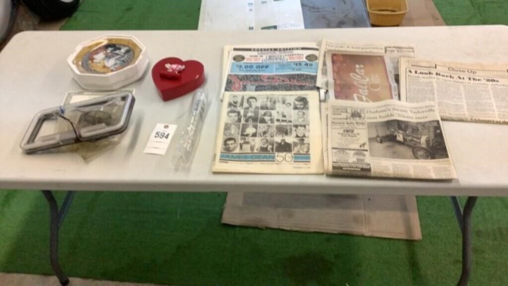 Old Newspapers, Rain Gage, Heart, plate, Light up