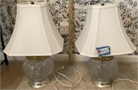 2 - CUT GLASS TABLE LAMPS, 22"