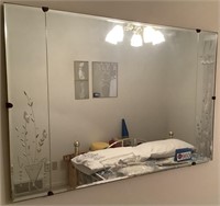 VINTAGE BEVELED , ETCHED WALL MIRROR
