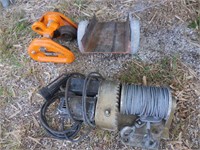 Lot- 3 items-Winch, Dolly & Pulley Tram