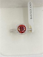1.00 Carat Red Diamond Moissanite Ring GRA