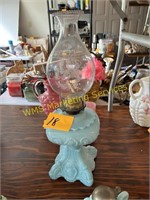 Consolidated Glass Blue Princess Feather Oil Lamp