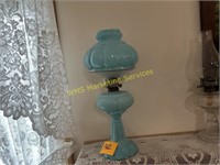 Consolidated Prince Edward Blue Oil Lamp & Shade