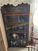 Oak 5 Section Glass Front Bookcase