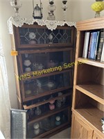 Oak 5 Section Glass Front Bookcase