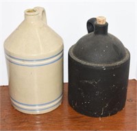 (2) Stoneware 1 gallon whiskey jugs