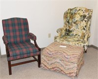 Henredon Floral wingback chair and upholstered