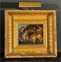 ANTIQUE PAINTING ON TIN - JESUS & MARY