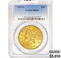 1899-S $20 Gold Double Eagle PCGS MS63