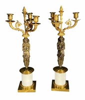 19TH CENTURY EGYPTIAN EMPIRE STYLE CANDELABRUMS