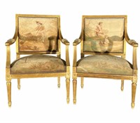 LOUIS THE XVI ARMCHAIRS PAIR - AUBSSON TAPESTRY