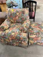 overstuffed chair and ottoman with 2 chairs
