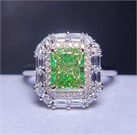 1.5ct Natural Green Diamond 18Kt Gold Ring