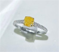 0.6ct Natural Yellow Diamond 18Kt Gold Ring