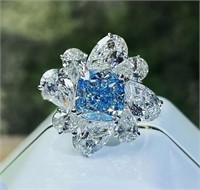 3ct Natural Blue Diamond 18Kt Gold Ring