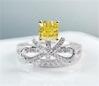 0.7ct Natural Yellow Diamond 18Kt Gold Ring