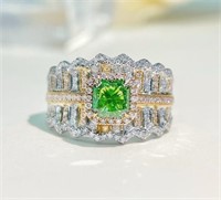 1ct Natural Green Diamond 18Kt Gold Ring