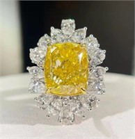10ct Natural Yellow Diamond 18Kt Gold Ring