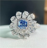 0.58ct Natural Blue Diamond 18Kt Gold Ring