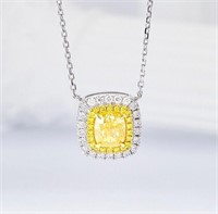 1ct Natural Yellow Diamond 18Kt Gold Necklace